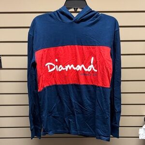 Diamond Supply Co Navy and Red Long sleeve Hoodie
